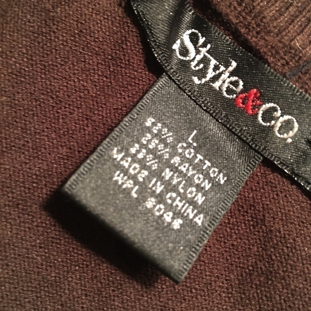 STYLE & CO. Cropped Cardigan Sweater, BROWN, Sequined, 3/4 Sleeves, Large, EUC - Picture 3 of 11